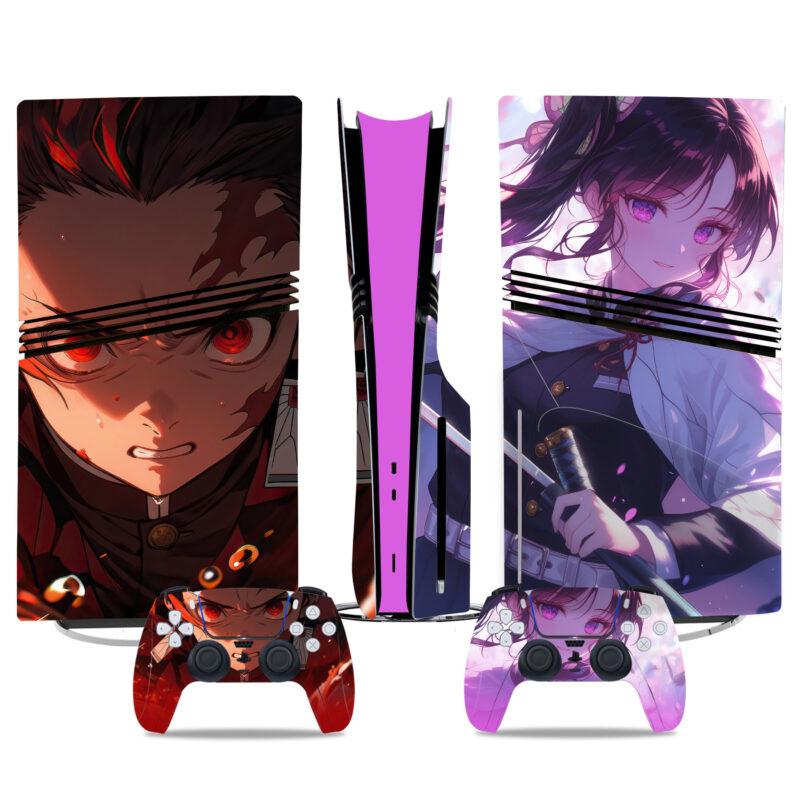 Demon Slayer Tanjiro And Shinobu PS5 Pro Skin Sticker - Epic Console And Controller Design