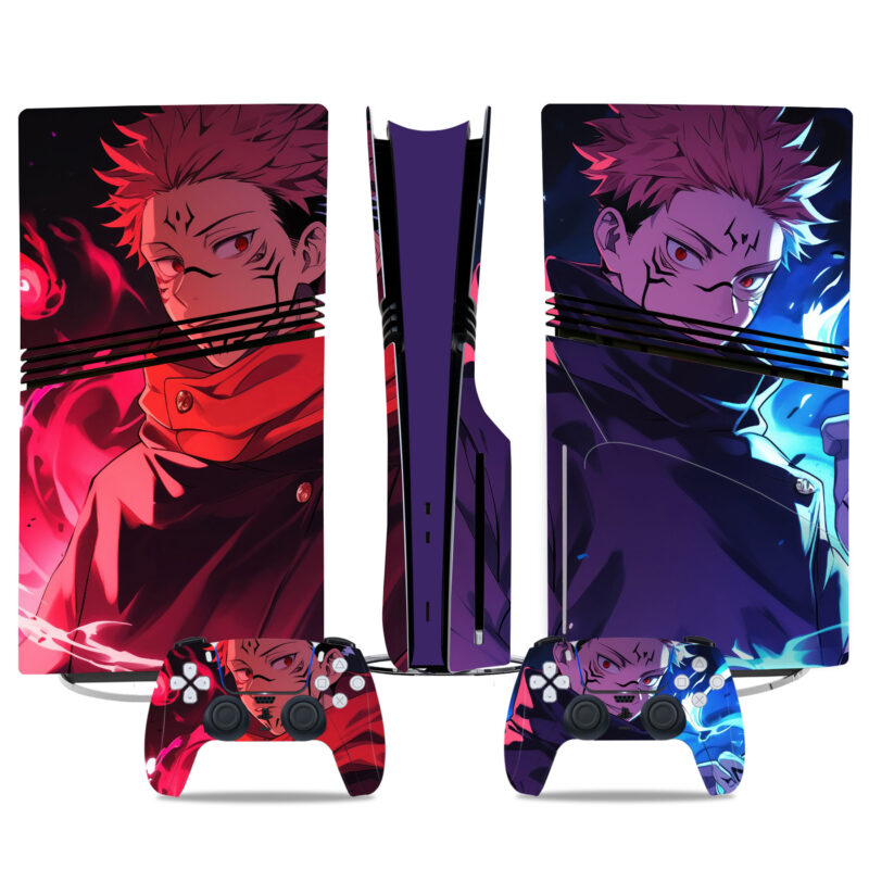 Jujutsu Kaisen Yuji Itadori PS5 Pro Skin Sticker - Vibrant Console And Controller Wrap Design