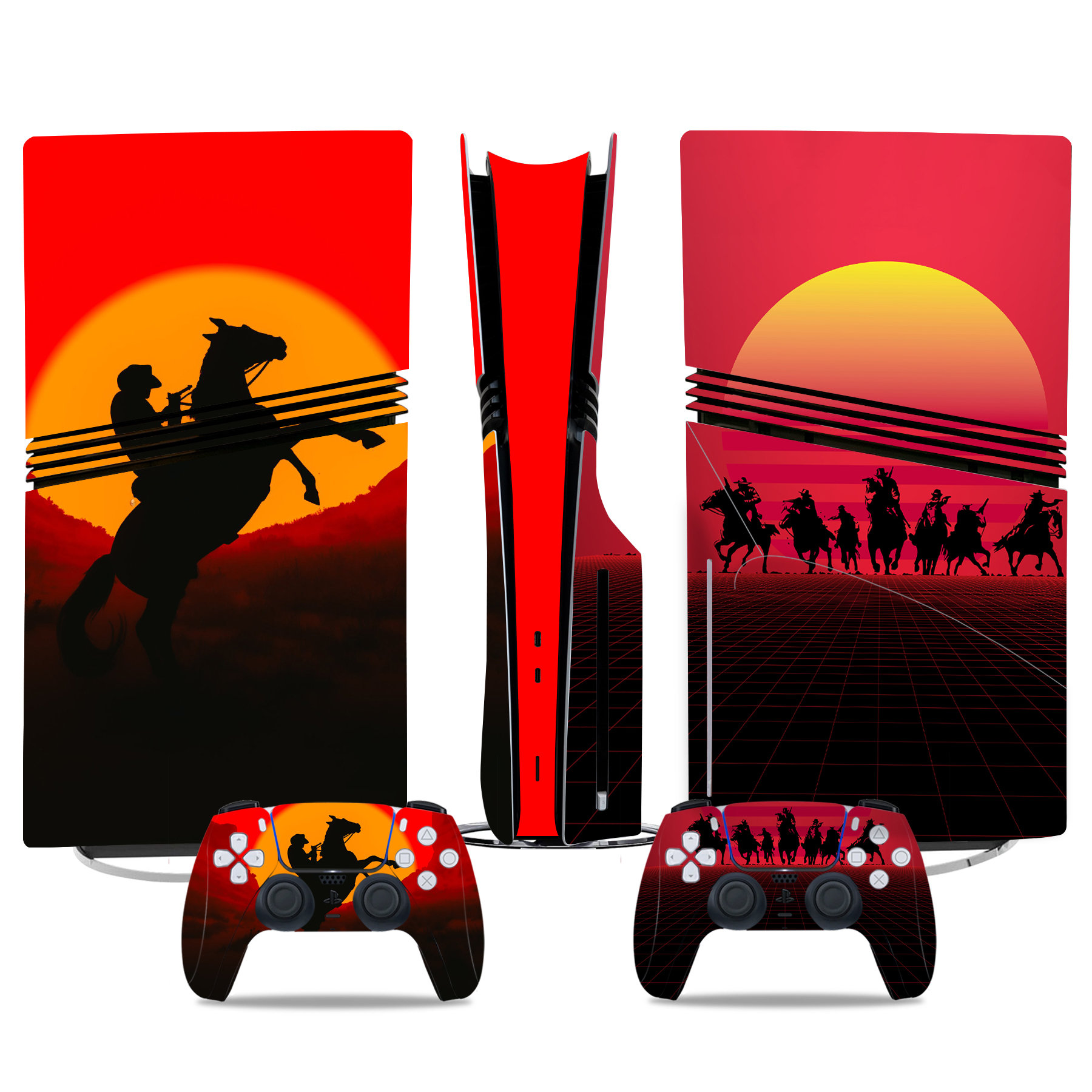 Red Dead Redemption PS5 Pro Skin Stickers: Stunning Console And Controller Custom Design