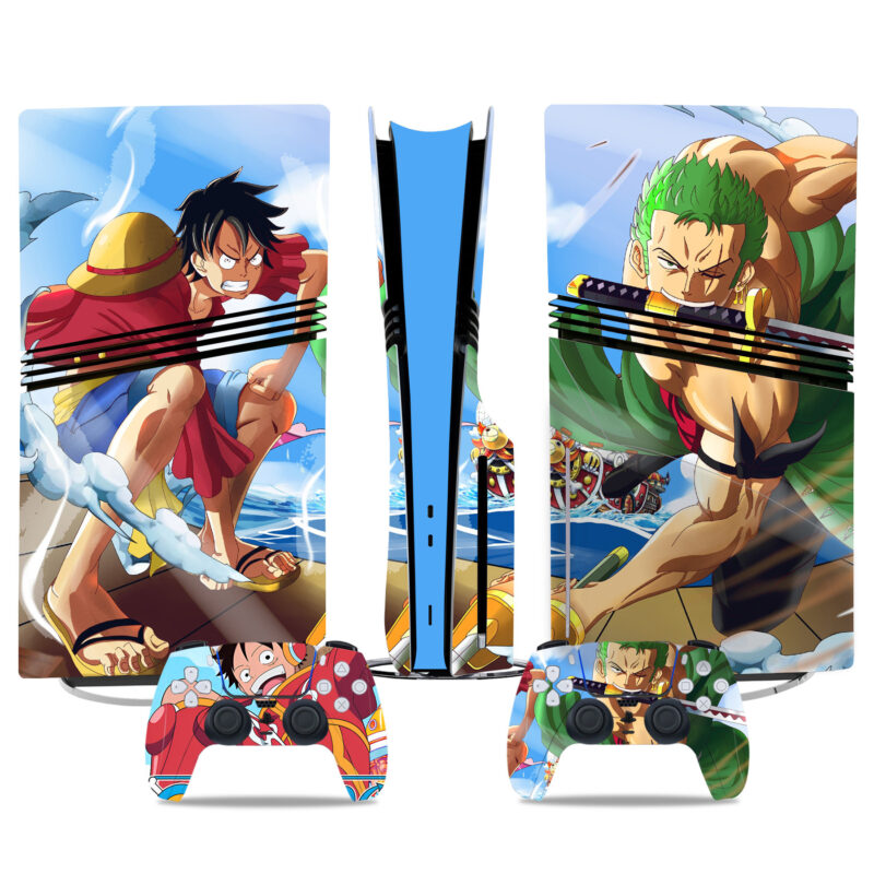 Epic One Piece PS5 Pro Skin Sticker – Luffy & Zoro Anime Design For Console And Controllers