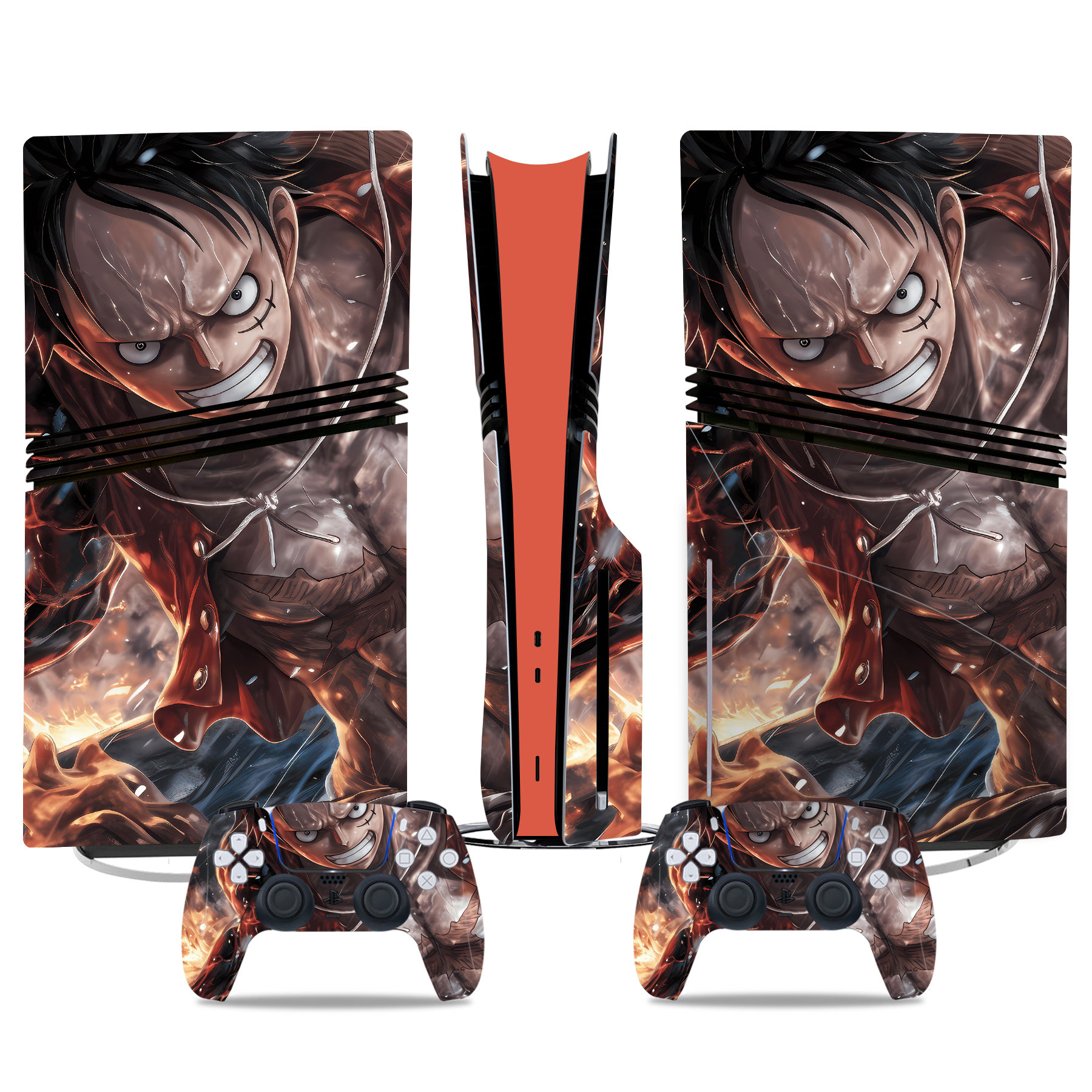Monkey D. Luffy PS5 Pro Skin Sticker - Anime Console And Controller Vinyl Wrap Design