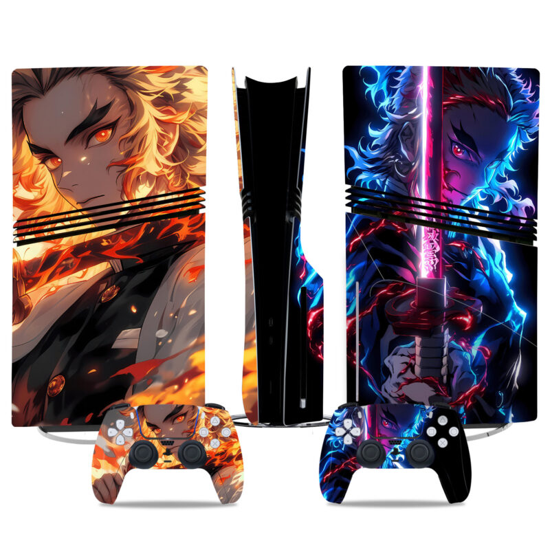 Kyōjurō Rengoku PS5 Pro Skin Stickers – Anime Vinyl Wrap For Console And Controllers