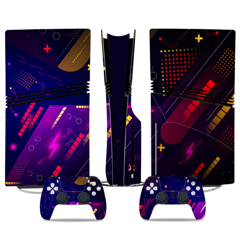 Vibrant Neon PS5 Pro Skin Sticker Decal - Stylish Console & Controller Protection