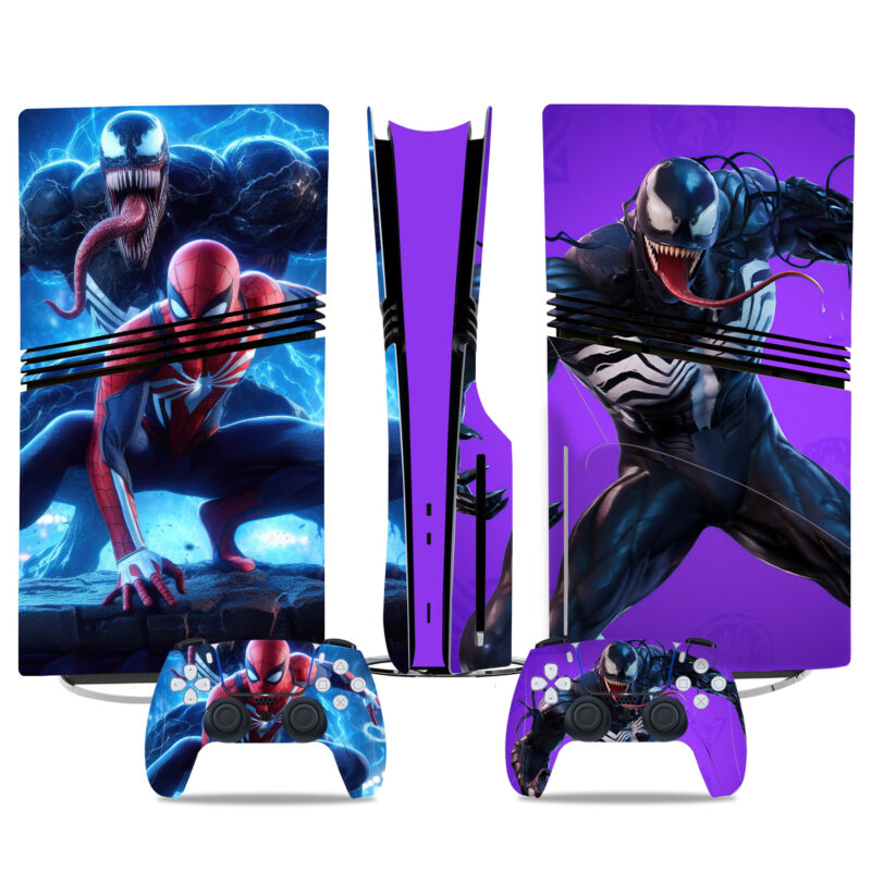 Spider-Man Vs Venom PS5 Pro Skin Sticker - Stunning Console And Controller Decal Design