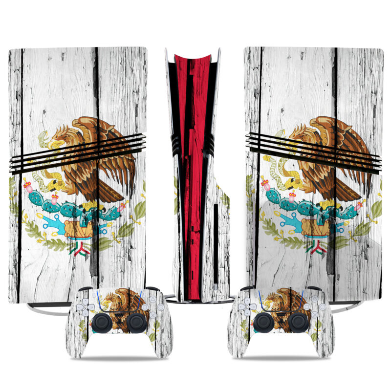 Mexican Eagle Emblem PS5 Pro Skin Sticker – Stylish Console And Controller Protective Wrap Design