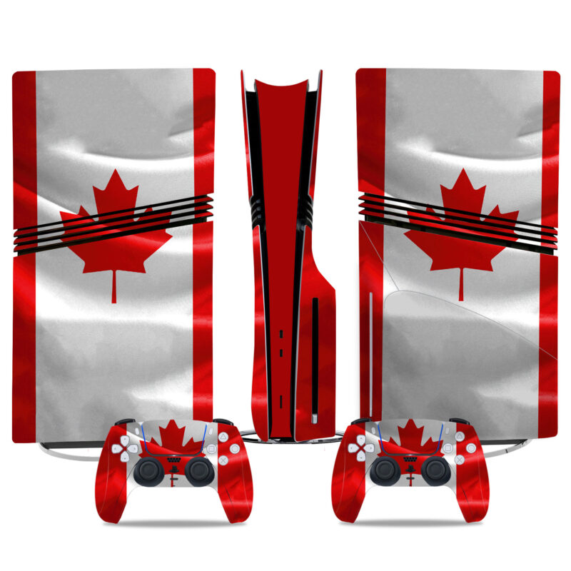 Canadian Flag PS5 Pro Skin Sticker – Durable Console And Controller Wrap With Maple Leaf Design