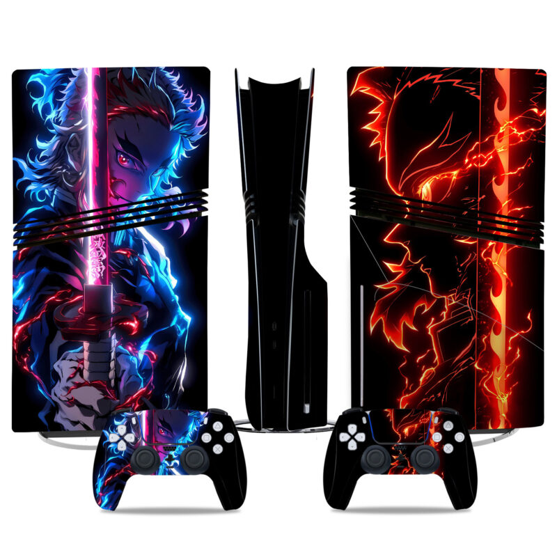 Kyōjurō Rengoku PS5 Pro Skin Stickers – Stunning Anime Design With Controller Wraps