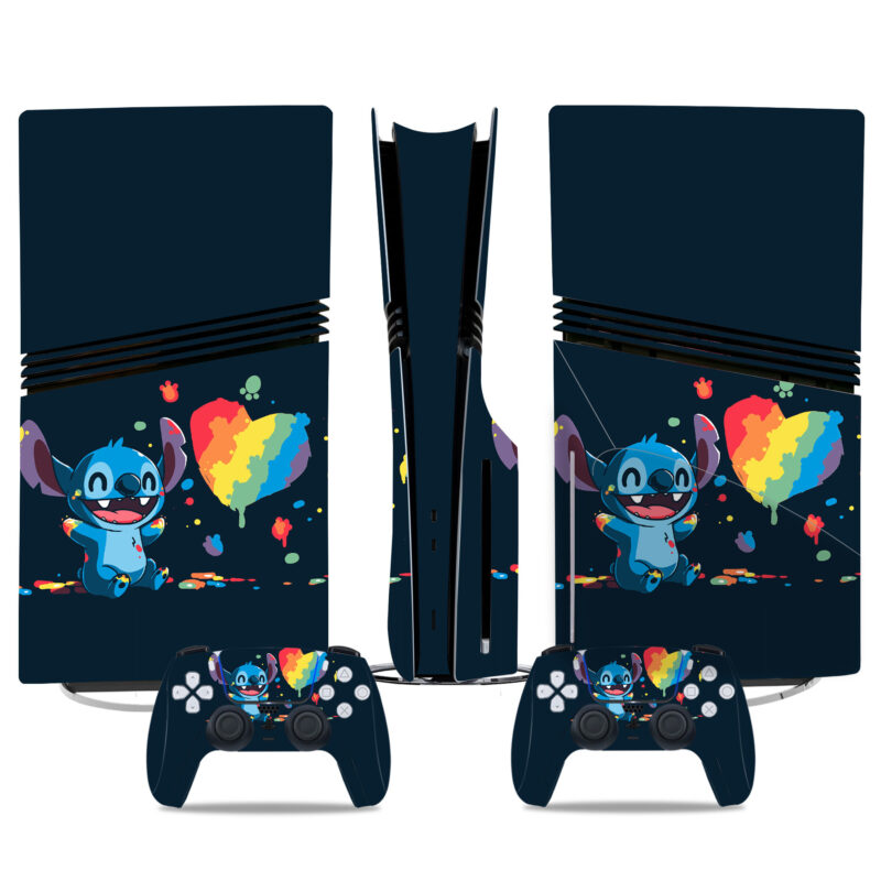 Colorful Stitch PS5 Pro Skin Sticker - Vibrant Console And Controller Wrap For Gamers