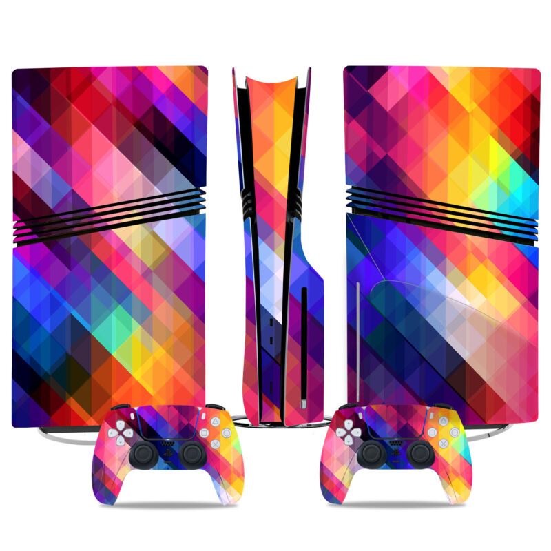 Colorful Geometric PS5 Pro Skin Sticker – Premium Console And Controller Wraps