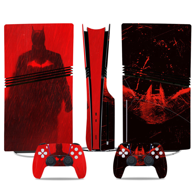 Batman PS5 Pro Skin Sticker – Epic Red Design For Console And Controller