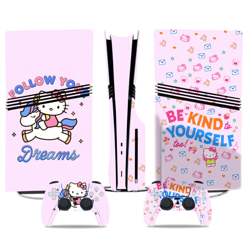 Hello Kitty PS5 Pro Skin Sticker For Console And Controller - Follow Your Dreams & Be Kind Design