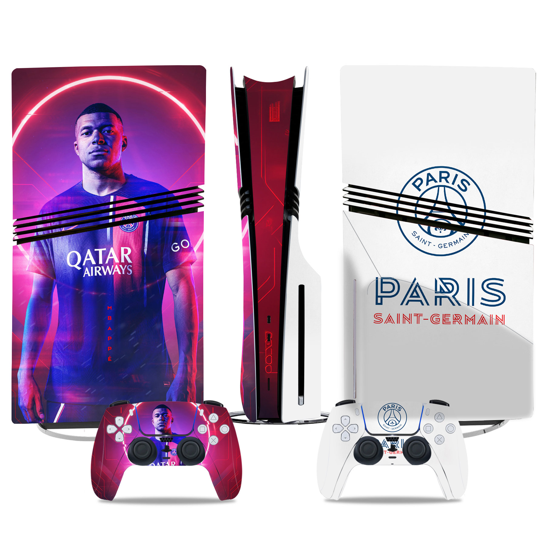 Stylish Paris Saint-Germain Kylian Mbappé PS5 Pro Skin Sticker – Stunning Console And Controller Wrap