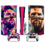 Colorful Lionel Messi Abstract PS5 Pro Skin Sticker For Console And Controller