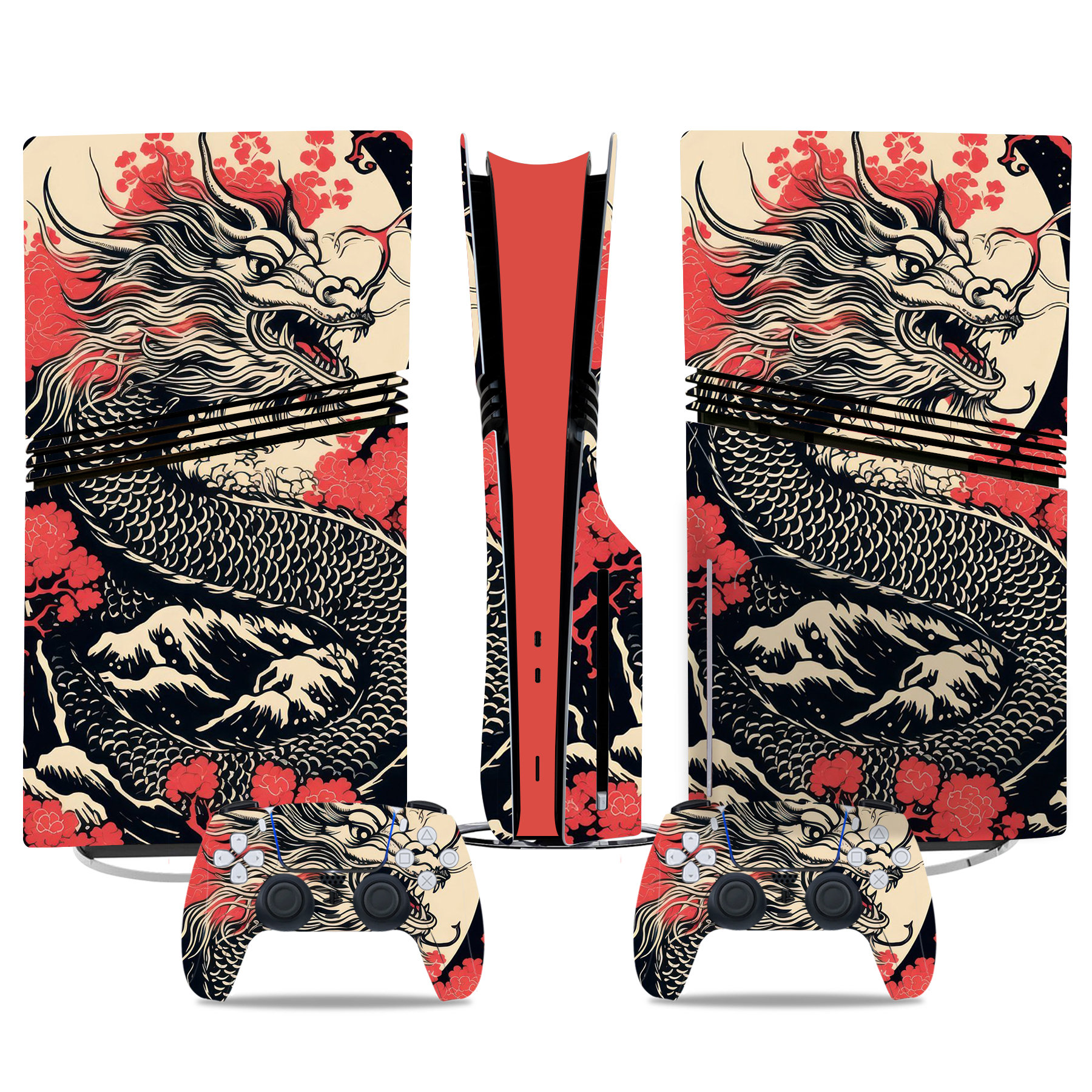 Asian Dragon PS5 Pro Skin Sticker For Console And Controller