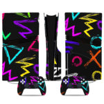 Stylish PS5 Pro Skin Sticker With Colorful Neon Patterns For Gamers