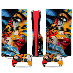 Vibrant PS5 Pro Skin Sticker With Comic-Style Design For Ultimate Gaming Experience
