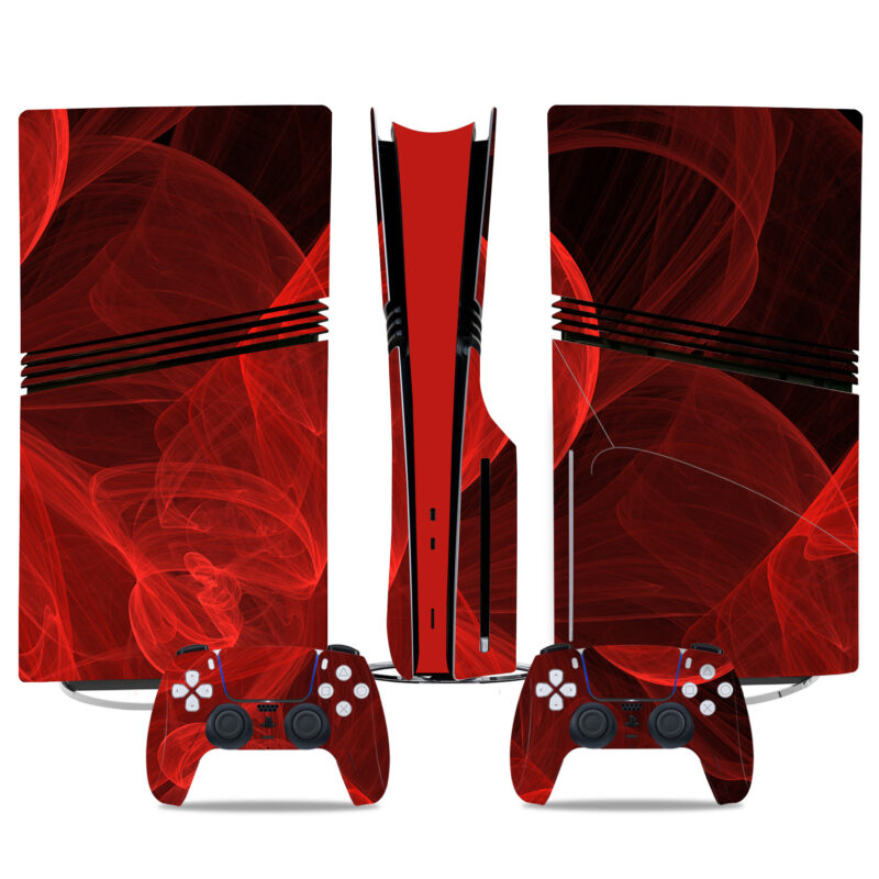 Vibrant Red And Black PS5 Pro Skin Sticker For Console And Controllers