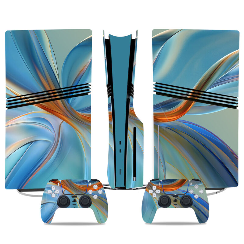 Stylish Blue And Orange Abstract PS5 Pro Skin Sticker For Console And Controllers