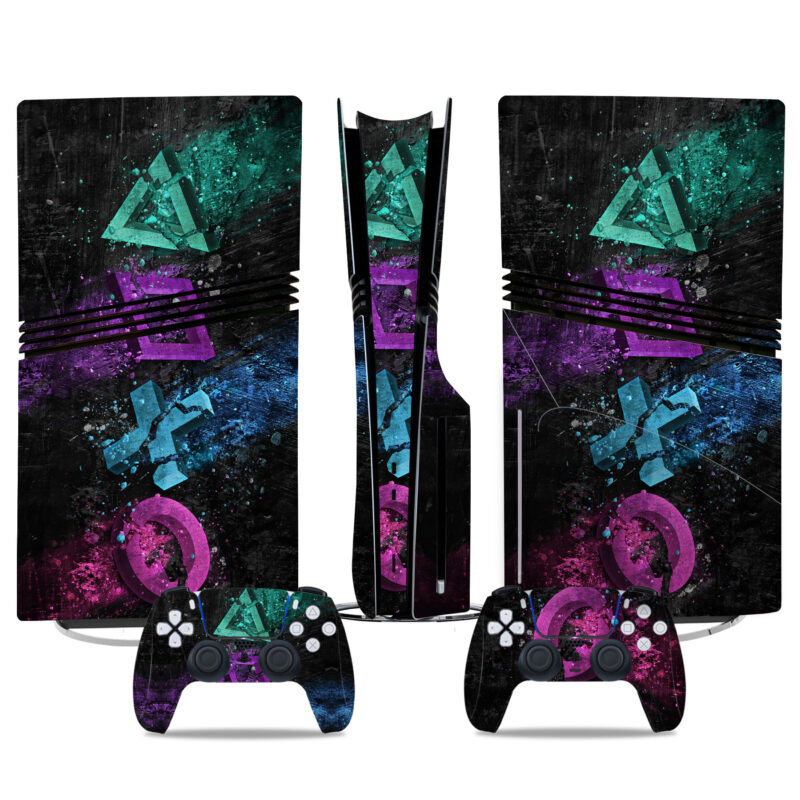 Multicolor Abstract Geometric PS5 Pro Skin Sticker Decal For Console And Controllers